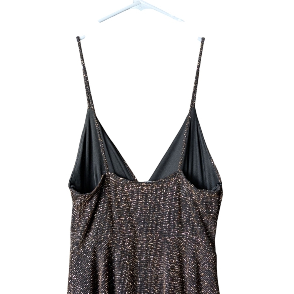 Akira Romper Elegant Black Gold Sparkly Women's Faux Dress Size Medium Glittery - Picture 6 of 10